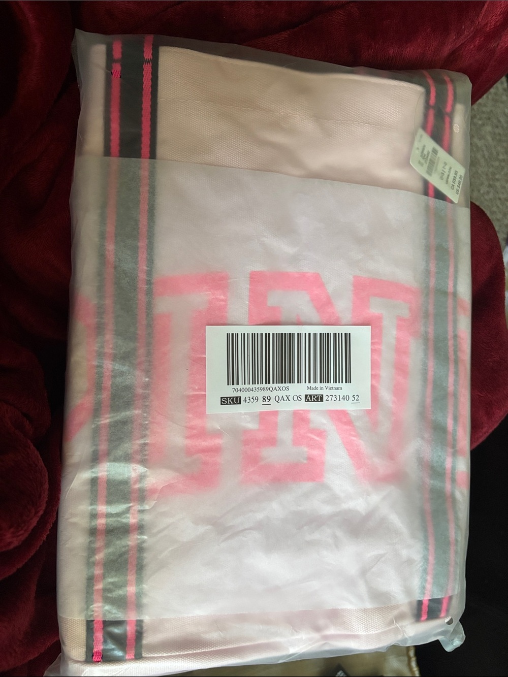 Pink Monogram Bag with Striped Trim